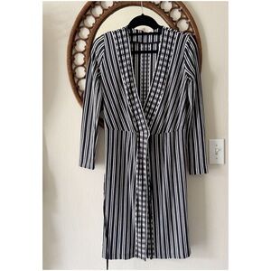 Tory Burch wrap dress blue striped size XS